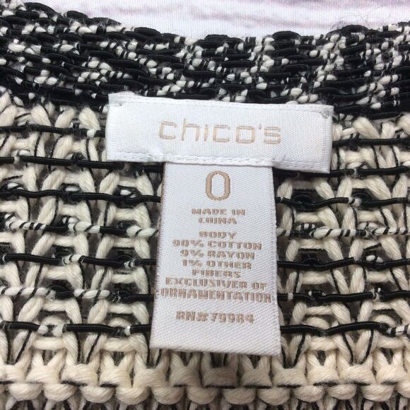 Chico’s Cardigan Sweater Women's Sz 0 (XS/4) Black/Tan Chunky Hook/Loop Closure - Picture 2 of 12